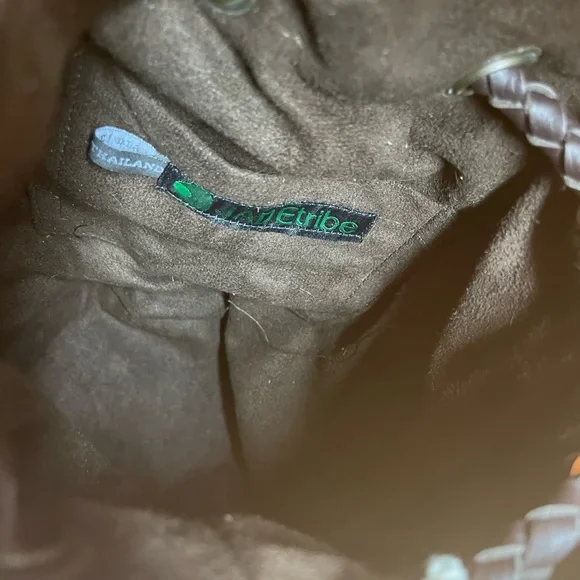 Anthropologie Jadetribe Bucket Festival bag NWT Eliz Vegan Boho Handmade Rare OM - Picture 11 of 15